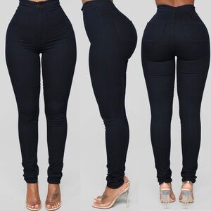Super High Waist Denim Skinnies - Indigo